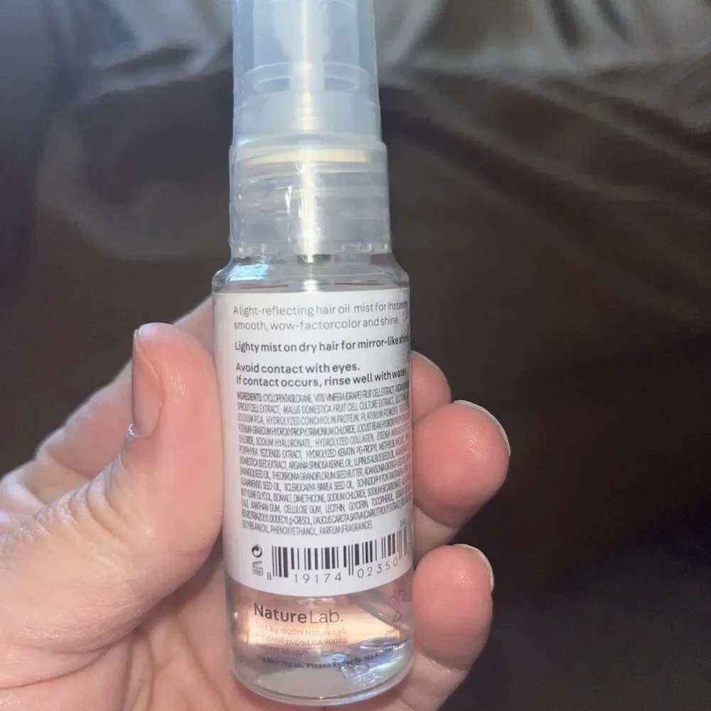 NatureLab Tokyo Perfect Shine Oil Mist For Hair 1oz/30ml Travel Size SEALED